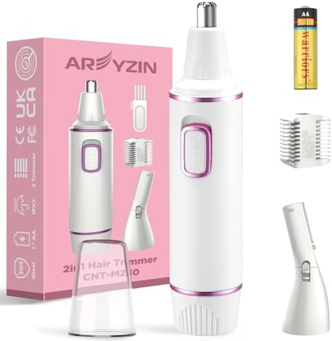 Painless Nose Hair Trimmer for Women 2025 Upgrade Nose Trimmer Ladies Noses Hair Trimmer Dual Edge Blades,Battery(Included)-Operated with IPX7 Waterproof for Easy Cleansing