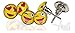 Expression Jewelry 3 Pair of Emoticon Face Pin-Back Earrings - Assorted Smiley Emoticon Ear Rings