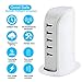 SUENANCY USB Power Adapter/Desktop Charger Block, USB Multi Charging Station with Wall Plug, 5 Port 5 Feet Cord 6A 30W Portable USB Hub Socket for iPhone 8/X/XS/XR/7/6/5, iPad, Android(White)