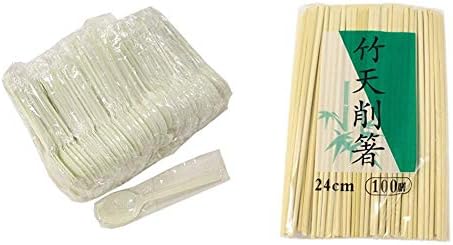 中村 スプーン 業務用 プラスチック 100本入り 16cm 業務用 割り箸 竹 天削箸