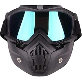 Lista Cycle Motorcycle Goggles Mask Helmet Goggles Road Riding Uv Mouth Filter Cycling Goggles with Detachable Mask One Size Multicolor