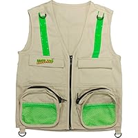 Tan Eagle Eye Explorer Cargo Vest for Kids with Reflective Safety Straps. 100% Cotton. Size: M/L-US