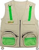 Eagle Eye Tan Explorer Cargo Vest for Kids with Reflective Safety Straps. 100% Cotton. Size: M/L-US