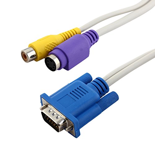 uxcell VGA to TV Converter S-Video RCA Cable Adapter 12 3/5