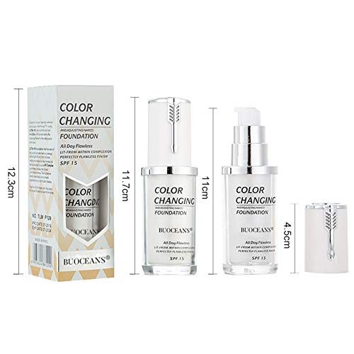 Liquid Foundation Cream, Concealer Cover Cream, BB Cream, Flawless Colour Changing Foundation Makeup Base Nude Face Liquid Cover Concealer, Universal for ALL Skin Types, SPF 15 Shell, 1.41 Fl Oz - Thumbnail 7