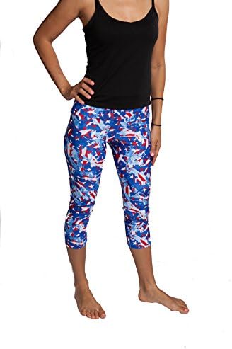 YogaBerries Women's Workout Leggings Star Spangled Capri Multisport Tights