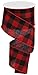 Wired Red Fabric Lumberjack Buffalo Plaid Ribbon, 2.5
