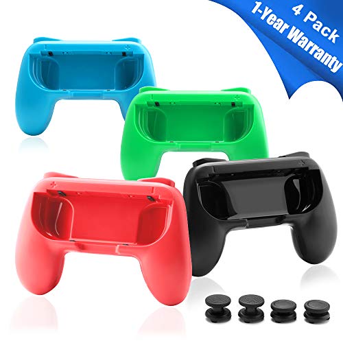 Rocketek Joy Con Grip for Nintendo Switch Controller -4 Packs, N-Switch Controller Grip with 4 Thumb Grip Caps (2 Normal+2 Extra Height) for Nintendo Switch Games |Nintendo Switch Accessories