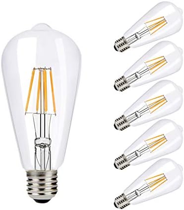 B2ocled 4W(40W) LED Edison Light Bulb - Vintage Filament Screw Bulbs E27 Retro Lamps Lighting Warm White 6 Packs