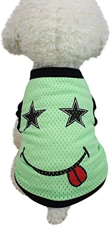 Axchongery Small Dog Clothes Cute Smile Face Mesh Breathable T-Shirt Dogs Summer Cool Outfit