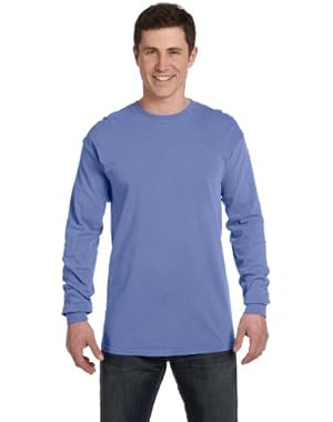 Ringspun Garment-Dyed Long-Sleeve T-Shirt (C6014)- FLO BLUE, M