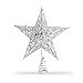 Qable Powerz(TM) Star Tree Topper, Exquisite Shimmery 8-inch x 6-inch Star Christmas Tree Topper Christmas Tree Decoration 5 Point Star Treetop Decor (Silver)
