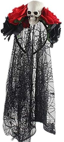 Pausseo Simulation Rose Black Lace Head Buckle Party Halloween Horror Headband Halloween Decoration Prop Party Supplies Hanging Ghost Witch Voice Rot Light Eyes - Halloween Decoration Prop