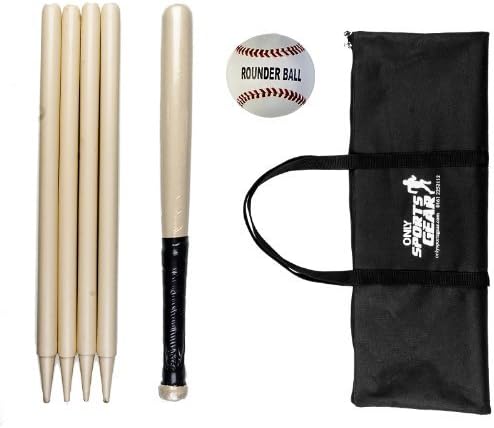 Uk Stock Children Traditional Games Rounders Set Bat Ball Posts &amp; Carry Bag by CMUK