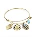 Vnox Stainless Steel Turquoise Hamsa Hand Charm Bangle Bracelet,Gold Plated