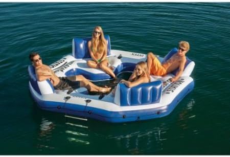 Intex 58297EP Pacific Paradise Relaxation Station Water Lounge 4-Person River Tube Raft , Durable 18-gauge vinyl