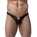 BEAUTYVAN Men Shorts Fashion Design Hot Sexy Men's Thongs G-String Underwear Leather Jockstrap Trunks (L, Black ~2)