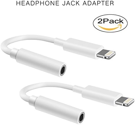 iPhone Headphone Adpater, Lightning to 3.5 Audio / Aux Jack Adapter for Apple iPhone 7 &amp; 7 Plus White (2Pack) …