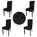Gold Fortune Spandex Fabric Stretch Removable Washable Dining Room Chair Cover Protector Seat Slipcovers Set of 4 (Black)