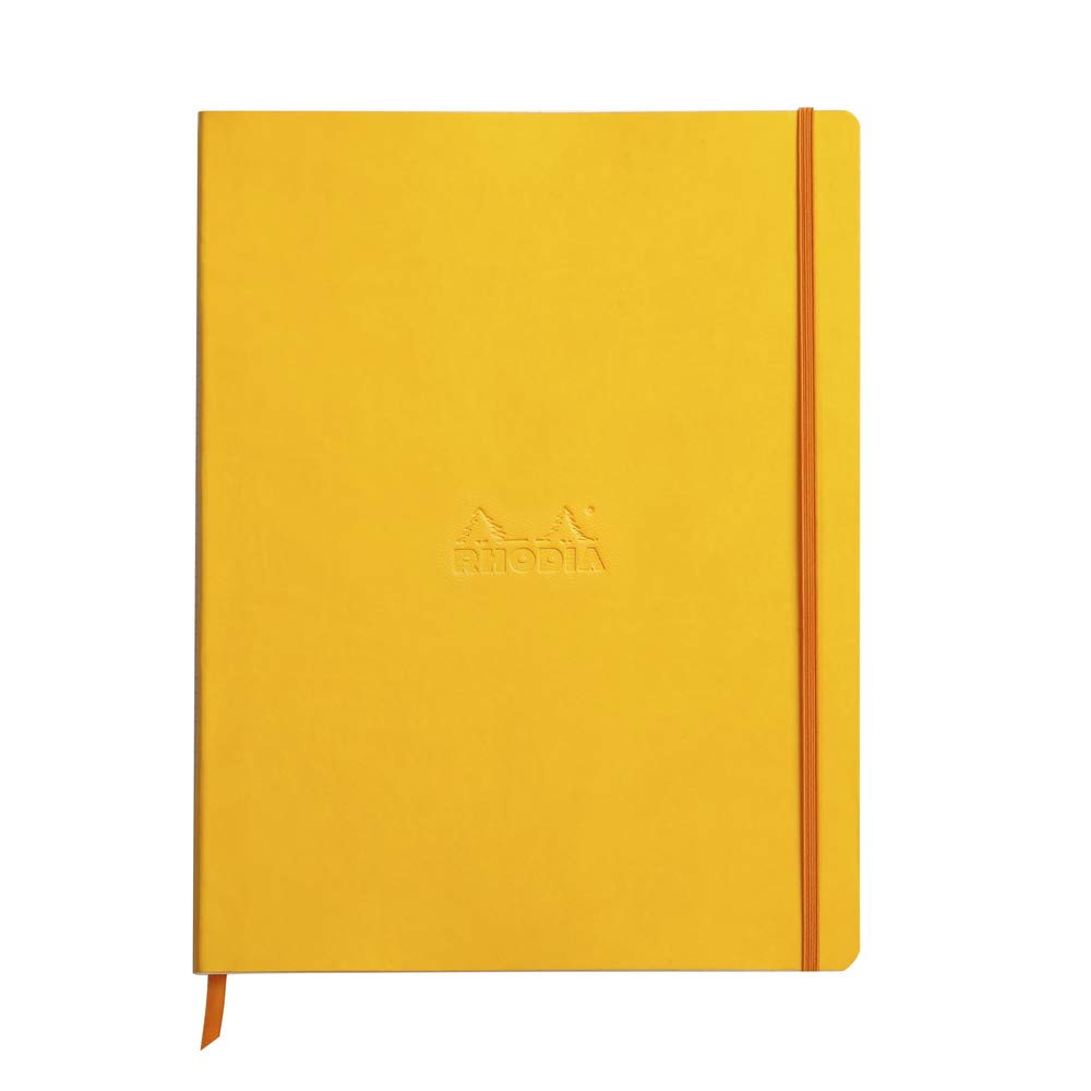 RHODIA 117716C - Jonquille Soft Notebook - A4+ - Lined - 160 Detachable Pages - 90g Ivory Clairefontaine Paper - Bookmark, Elastic Closure - Faux Leather Cover - Rhodiarama Collection โ image 1