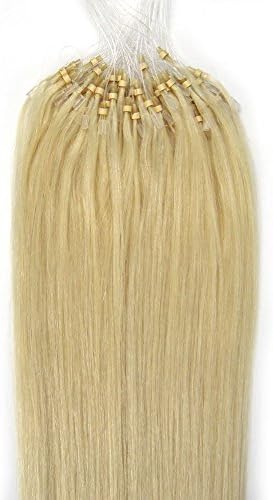 CHOILUI 16" Micro Ring Loop Beads Tip Remy Human Hair Extensions 0.4g/s 100S (#60 Platinum Blonde)