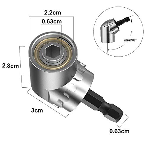 Right Angle Drill+Impact Grade Driver Sockets Adapter Extension Set Drill Bit, 105 Degree Right Angle Screwdriver Set Drill Hex Bit Socket Adapter,3Pcs 1/4 3/8 1/2" Universal Socket Adapter Set - Thumbnail 5