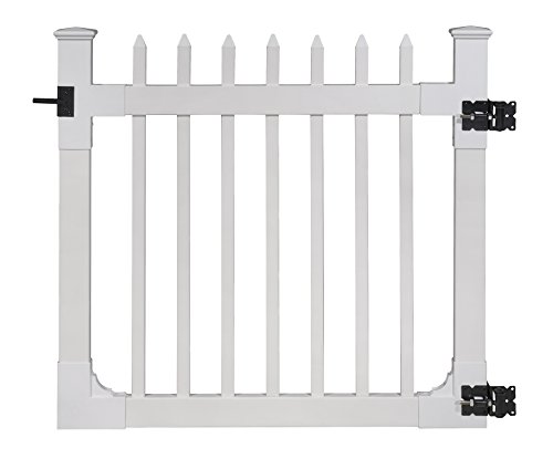 WamBam Nantucket Vinyl Picket Gate with Stainless Steel Hardware, 48" High by 48" Wide