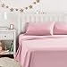 Amazon Basics Kid's Soft Easy-Wash Lightweight Microfiber 4-Piece Sheet Set, Full, Light Pink, Solid
