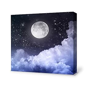 Canvas Wall Art for Living Room,Bedroom Home Artwork Paintings Charming Moon Ready to Hang - 12x12 inches