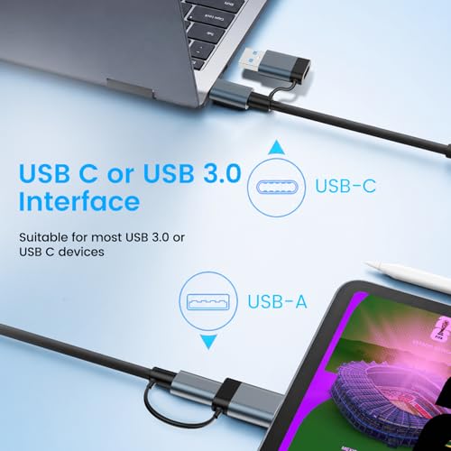 USB to Type C Adapter, 5 in 2 USB 3.0 Hub, USB C Hub Multiport Adapter Compatible with Macbook Air/Pro, iPad, iPhone 17 Pro MAX Air, Galaxy S25 Ultra, Surface