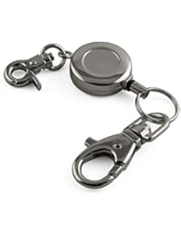 JCBIZ 1PCS Retractable Key Chain with Hook Zinc Alloy High Resilient Anti-Lose Stretch Key Ring Holder Tool Telescopic Rope Black