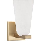 Capital Lighting 656911MA-556 Romy Faux Alabaster Glass Wall Sconce, 1-Light 60 Watt, 10" H x 5" W, Matte Brass