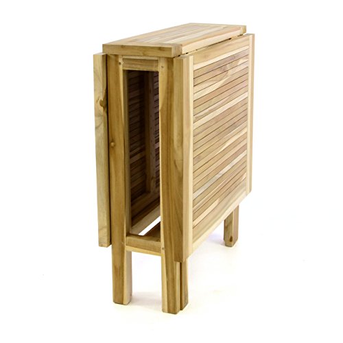 Divero Klapptisch Balkontisch Gartentisch Esstisch Teak Holz Natur unbehandelt Tisch für Terrasse Balkon Wintergarten witterungsbeständig massiv klappbar 130x65 cm – Bild 7