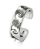 925 Sterting Silver Toe Ring, BoRuo Plumeria Flower Hawaiian Adjustable Band Ring