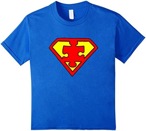 Kids Super Autism Superhero Man Jigsaw Puzzle Hero T-Shirt 6 Royal Blue