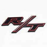 Btopars Black With Red R/T RT Side Fender Trunk Hatch Emblem Badge Sticker for Dodge Challenger Charger Ram Avenge