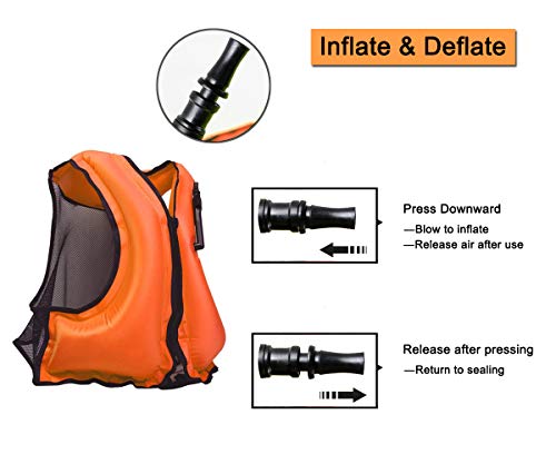 NAXER Inflatable Life Jacket Adult Life Vest for Snorkeling Kayaking Suitable for 90-220 lbs