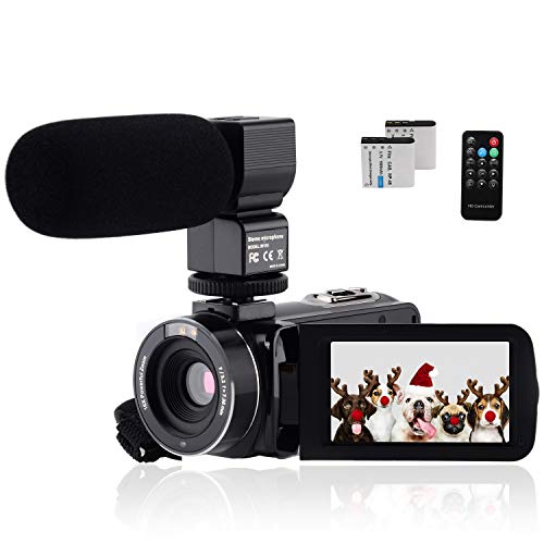 Video Camera 1080P Camcorder YouTube Vlogging Camera CofunKool Ultra HD 36MP IR Night Vision 16X Digital Zoom 3.0" Touch Screen with External Microphone Remote Control 2 Batteries