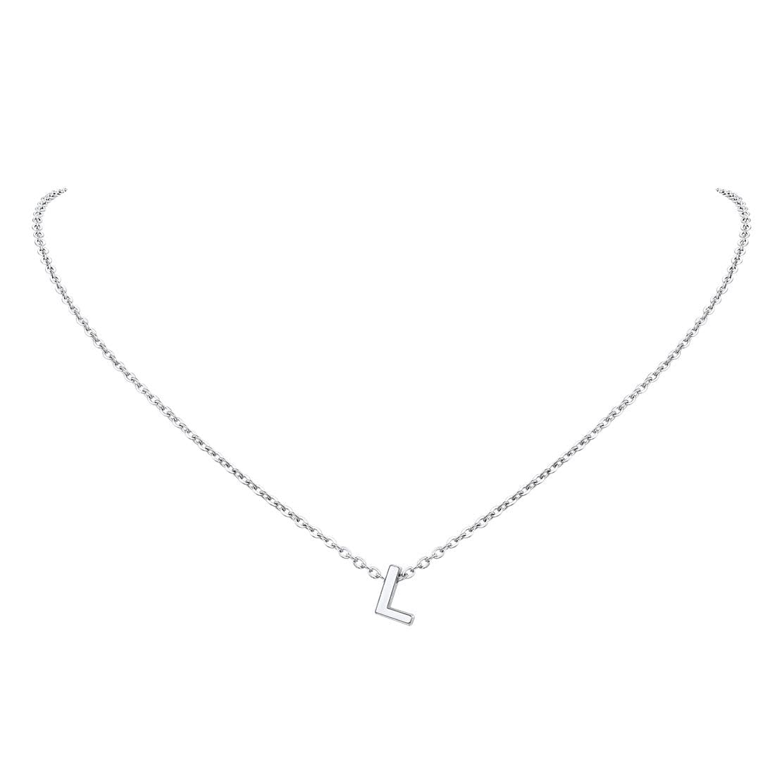 FindChic l Necklace Adjustable Small Letter Alphabet Pendant Necklace for Women Girls Stainless Steel Initial Necklace Monogram Jewellery L Chain