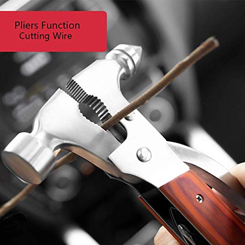 Kepeak Multipurpose Multitool with Mini Tools, Stainless Steel Multitool Mahogany Handle, Perfect for Camping, Survival Kit, Outdoors, Car Tool with Hammer, Axe, Knife, Plier, Screwdrivers, Saw