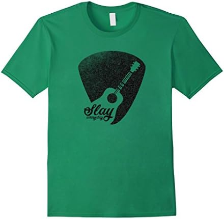 Mens Slay everyday Acoustic Guitar Pick T Shirt Guitarist Music Large Kelly Green