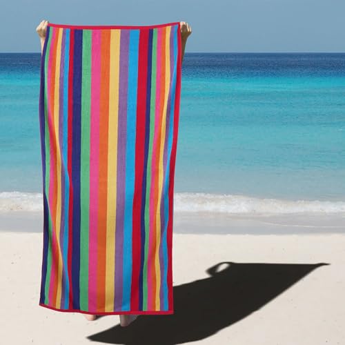 Sweet Needle Beach Towels Yellow Stripe Beach Towels Premium Cabana Quality - Pack of 2 (100x150cm) - 100% Ringspun Cotton, Heavy (450 GSM) and Highly Absorbent