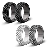Silicone Wedding Ring for Men, Affordable Rubber Wedding Bands for Gym Sports Leisure Work, Classic & Crosshatch Rings, 4 Pack