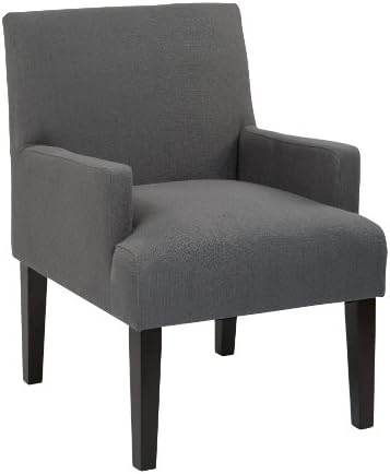 OSP Home Furnishings Main Street Upholstered Guest Chair with Espresso Finish Accents, Woven Charcoal Fabric
