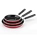 Farberware 21580 Triple Pack Nonstick Frying Pan Set / Fry Pan Set / Skillet Set - 8 Inch, 10 Inch, and 11 Inch, Red