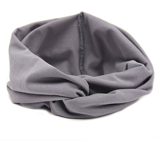 Flyusa Women Girls Turban Twist Headband Head Wrap Twisted Knotted Knot Soft Hair Band,Grey