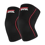 Featol Knee Sleeves (2 pack) Support & Compression for Weightlifting, Powerlifting, CrossFit - 7mm Neoprene Sleeve for the Best Squats - Both Women & Men, Black