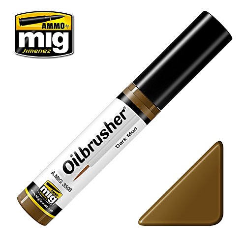 Ammo of Mig Oilbrusher Dark Mud - Oil Paint with Fine Brush Applicator #3508
