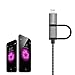 iPhone 8 Charger, 10Ft Long, F-color 2 in 1 Braided Apple MFI Lightning Cord for iPhone 8 7 6S 6 Plus 5C SE,iPad mini 4, Micro USB Charging Cable for Android Phones Motorola Galaxy Note 5 S6 Edge Grey
