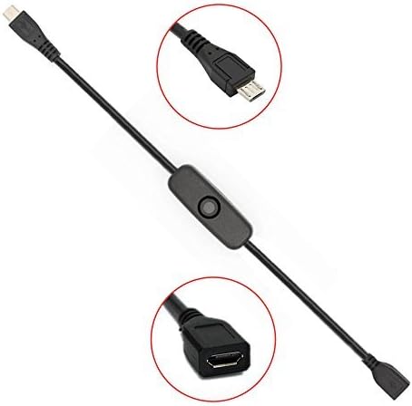Raspberry Pi Power Swtich, iUniker Raspberry Pi 3 Power Supply Cord Pi 3 Power Switch Cable Push On Off for Pi 3 Model B+, Pi 3 Model B, Pi 2 B, Pi 1 B+, Pi Zero/w (MicroUSB Female to Male)